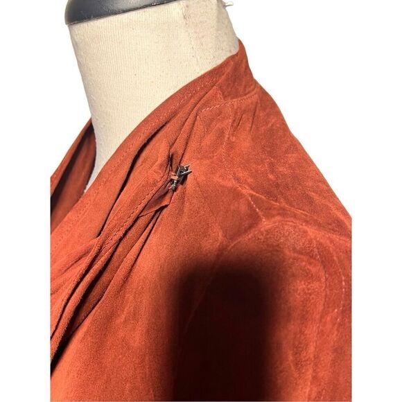 LAMARQUE Madison Leather Rust Brown Crossover Draped Moto Jacket XS - Picture 4 of 7